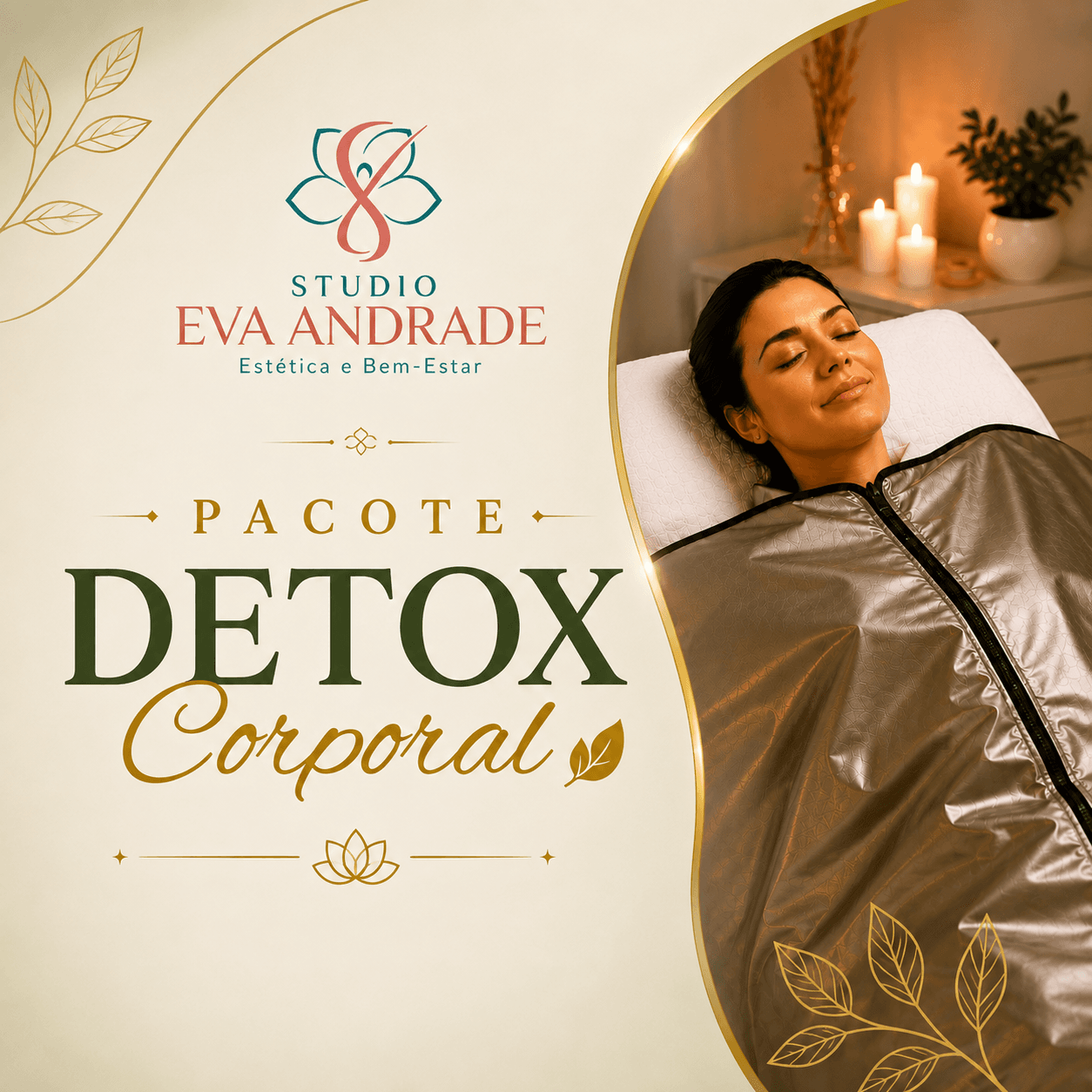 Pacote detox corporal com manta térmica do Studio Eva Andrade