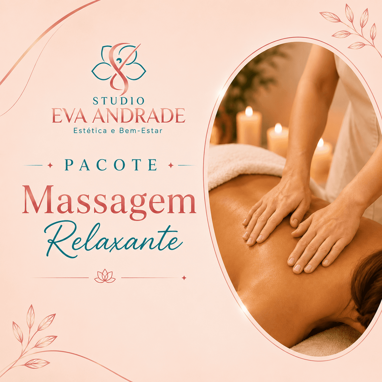 Pacote de massagem relaxante do Studio Eva Andrade